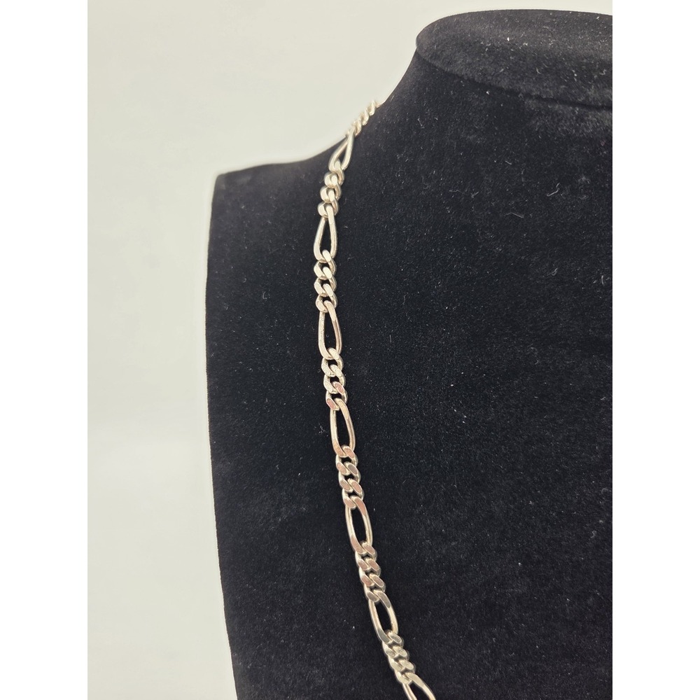Lot Of 2 Stamped Sterling Silver Chains Link And Figaro Both 18" - Picture 5 of 15